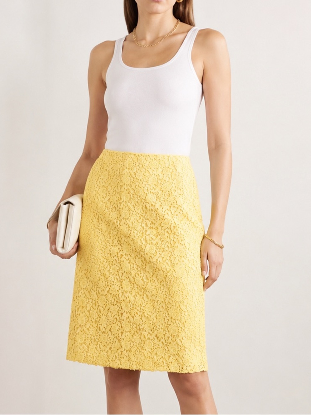 Talbots Bright Yellow Giupere Lace Pencil Skirt Sz 4